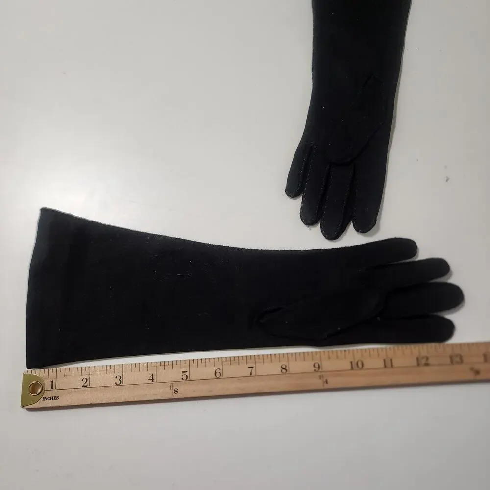 Vintage Wear-right duplex suede gloves Size 6.5 Black